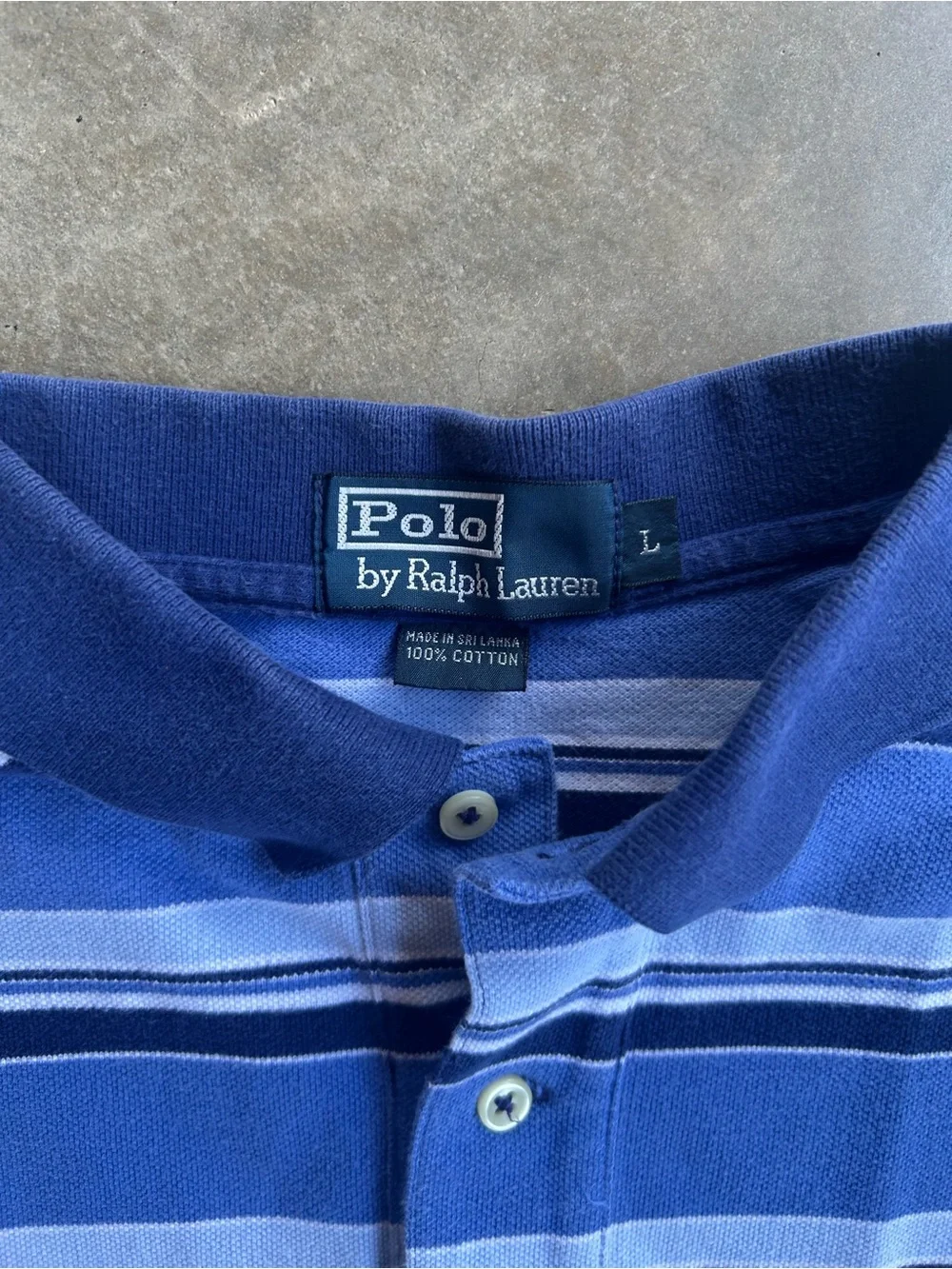 Ralph Lauren Navy and Light Blue Striped Polo